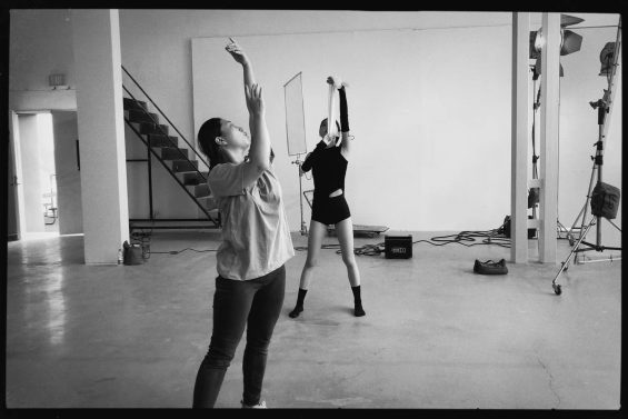 "On trust" behind the scenes pictures. Karmen is rehearsing the choreography with SuTing