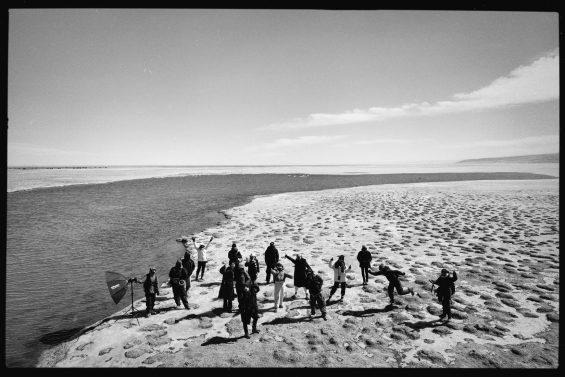 aerial shot of the team shooting in qinghai lake for shuiyunjian