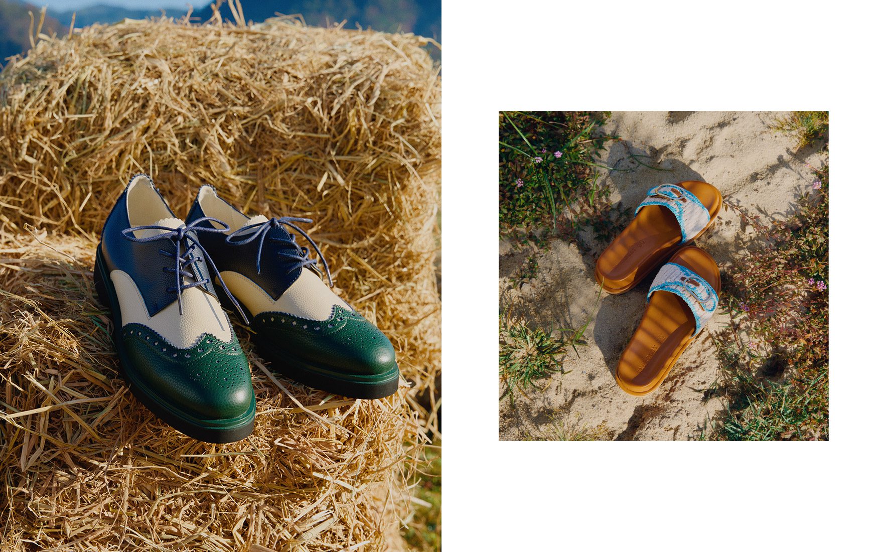 Everbest shoes and handbag photography campaign for spring collection. Fashion photography in nature, China.