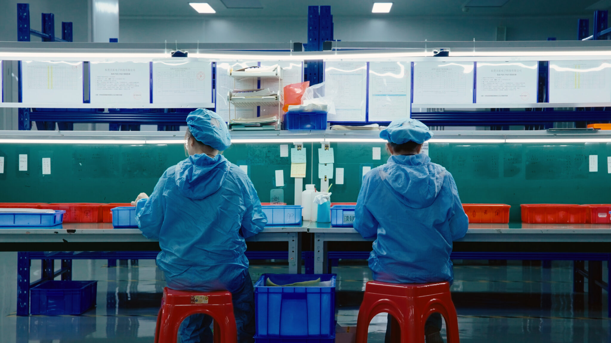 Factory photo and video for Design by Wave, a phone case and screen protector company from the U.K