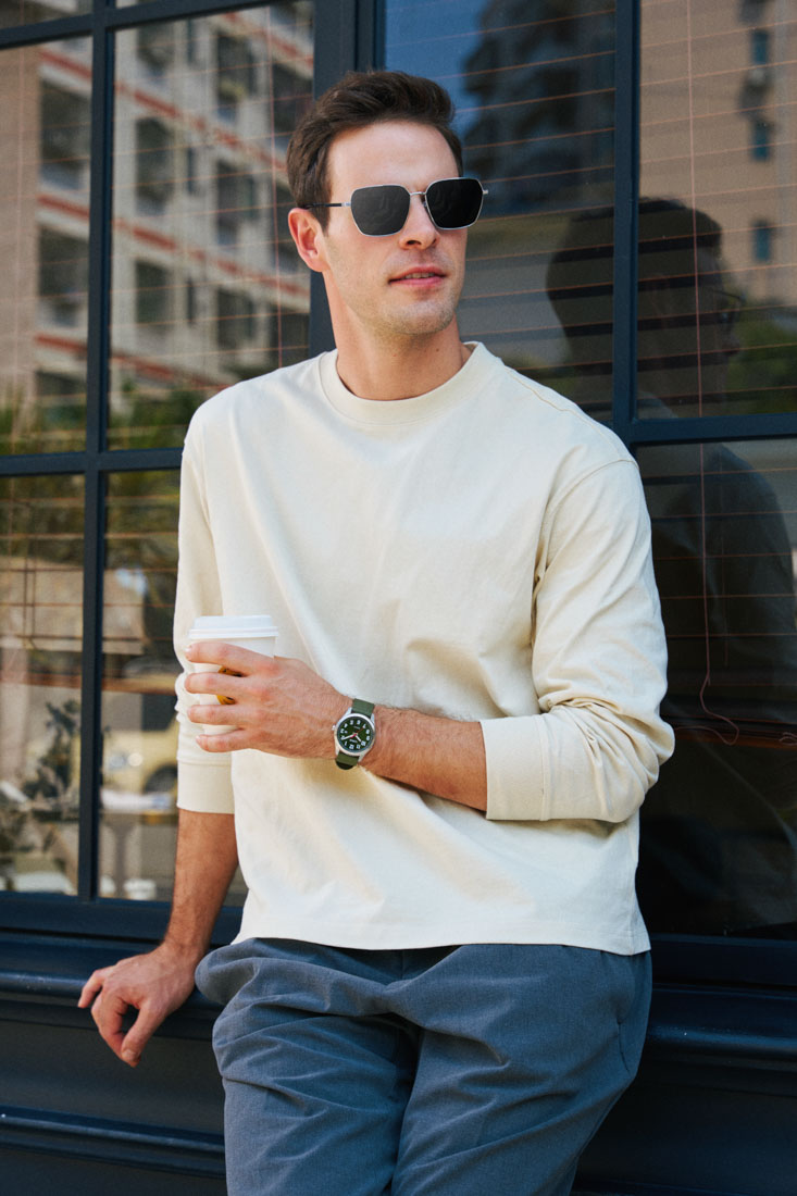 Cinematic fashion photography for Lorus (Seiko sub-brand) showcasing contemporary watch designs in an urban setting, produced by ITR Visuals in collaboration with Market Centric Hong Kong.