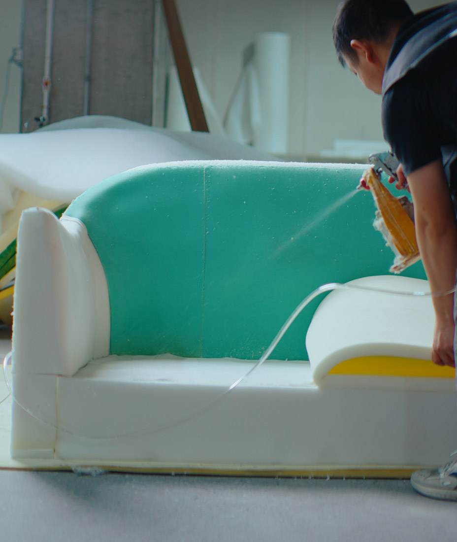 behind the scenes of the manufacturing process for Crafted Furniture sofa line. Factory video produced in Guangzhou, China by ITR Visuals
